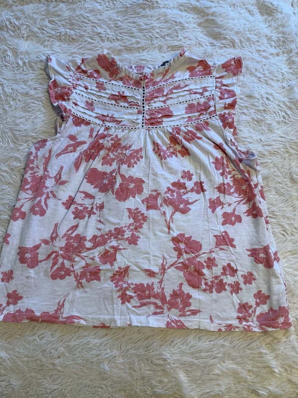 Lucky Brand white and pink floral top cottagecore top